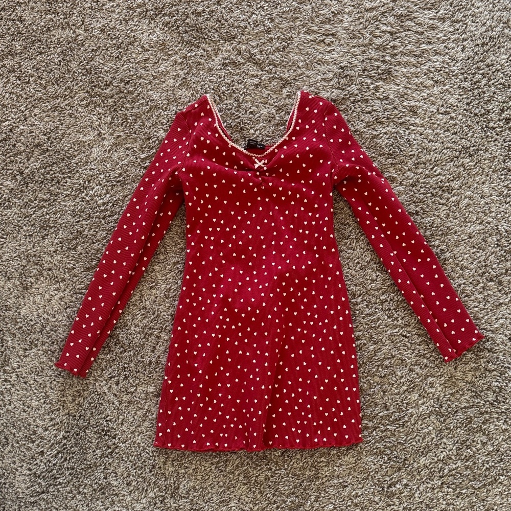 Art Class Red Heart Print Kids Dress
